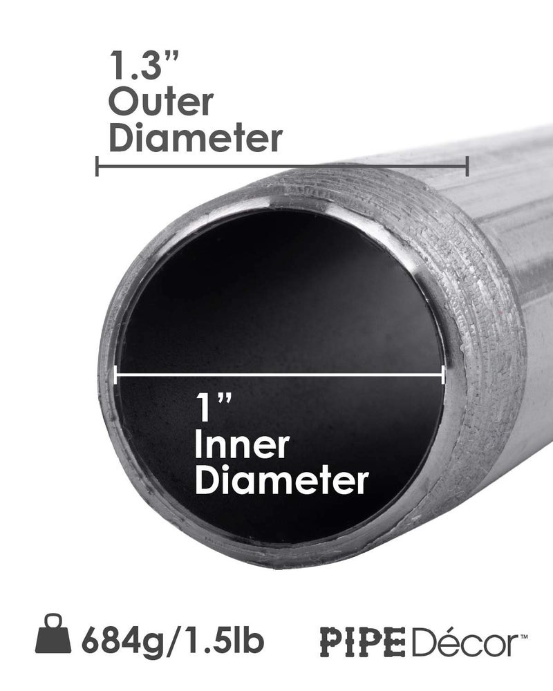 PIPE DECOR 1" x 12" Black Steel Plumbing Pipe, 4-Pack, Pre Cut Connector, Industrial Steel Grey Fits Standard One Inch Threaded Black Malleable Iron Fittings, Build Vintage DIY Furniture - Image 2